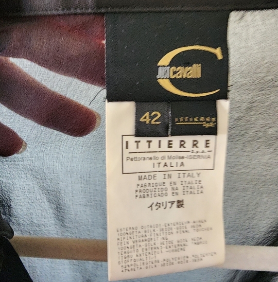 Just Cavalli Black Sheer Silk Ruffle Blouse 42 - Picture 4 of 4